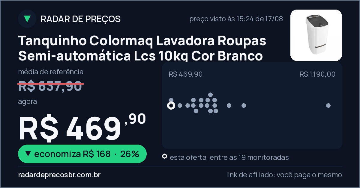 Tanquinho Colormaq Lavadora Roupas Semi-automática Lcs 10kg Cor Branco