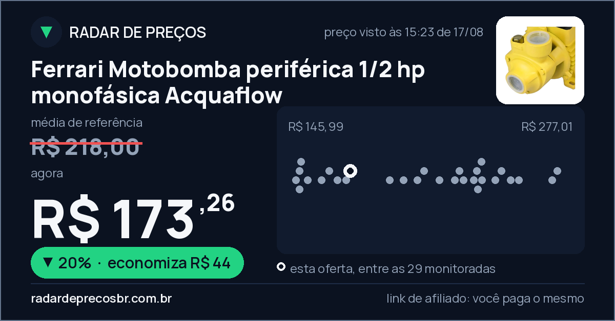 Ferrari Motobomba periférica 1/2 hp monofásica Acquaflow