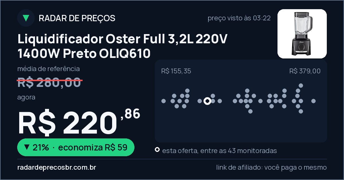 Liquidificador Oster Full 3,2L 220V 1400W Preto OLIQ610