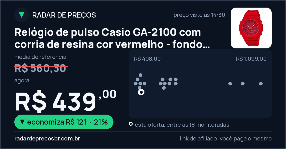 Relógio de pulso Casio GA-2100 com corria de resina cor vermelho - fondo bordô