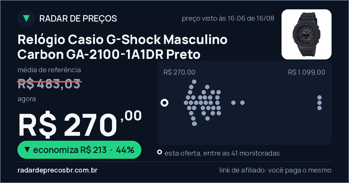 Relógio Casio G-Shock Masculino Carbon GA-2100-1A1DR Preto