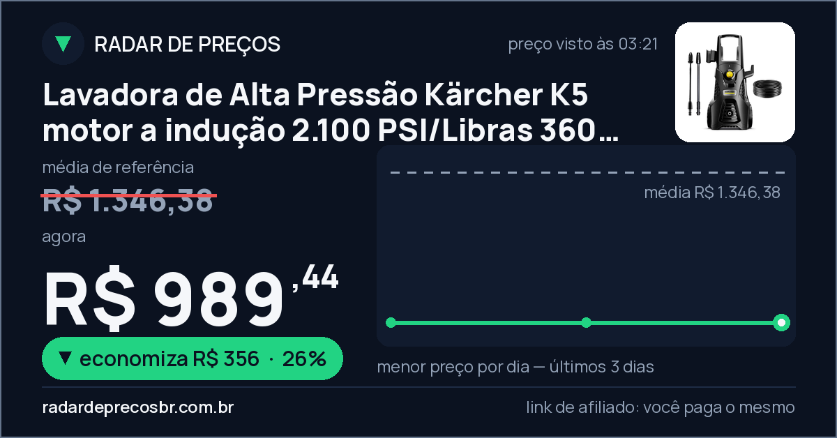 Lavadora de Alta Pressão Kärcher K5 motor a indução 2.100 PSI/Libras 360 L/h 1.900 W com lança turbo e lança leque 127v