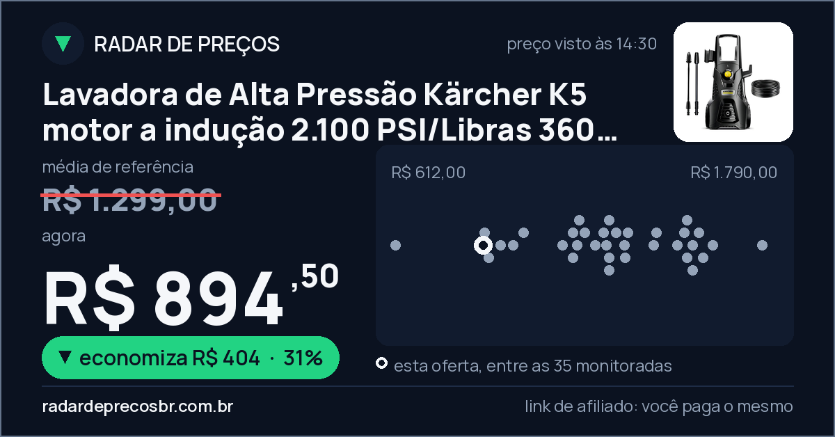 Lavadora de Alta Pressão Kärcher K5 motor a indução 2.100 PSI/Libras 360 L/h 1.900 W com lança turbo e lança leque 220v