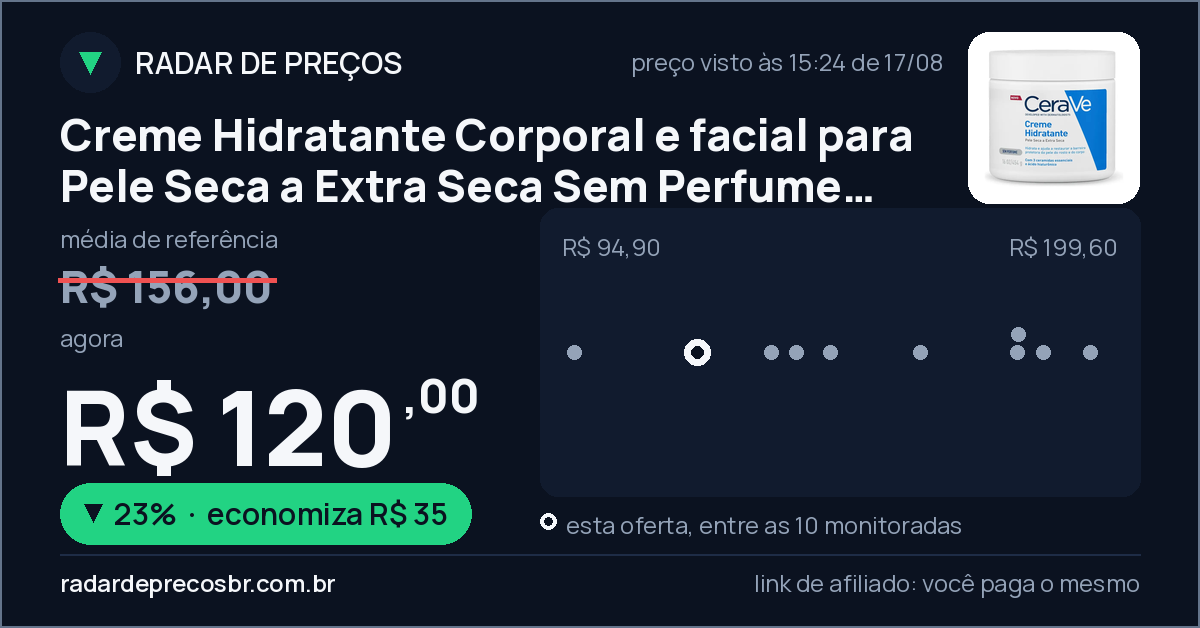 Creme Hidratante Corporal e facial para Pele Seca a Extra Seca Sem Perfume 454g CeraVe