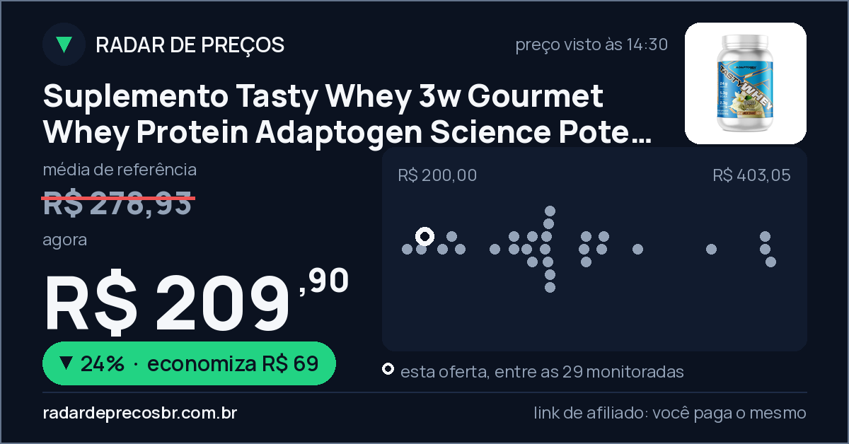 Suplemento Tasty Whey 3w Gourmet Whey Protein Adaptogen Science Pote 900g Sabor Baunilha