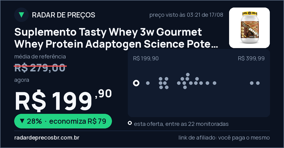 Suplemento Tasty Whey 3w Gourmet Whey Protein Adaptogen Science Pote 900g Sabor Chocolate Suiço