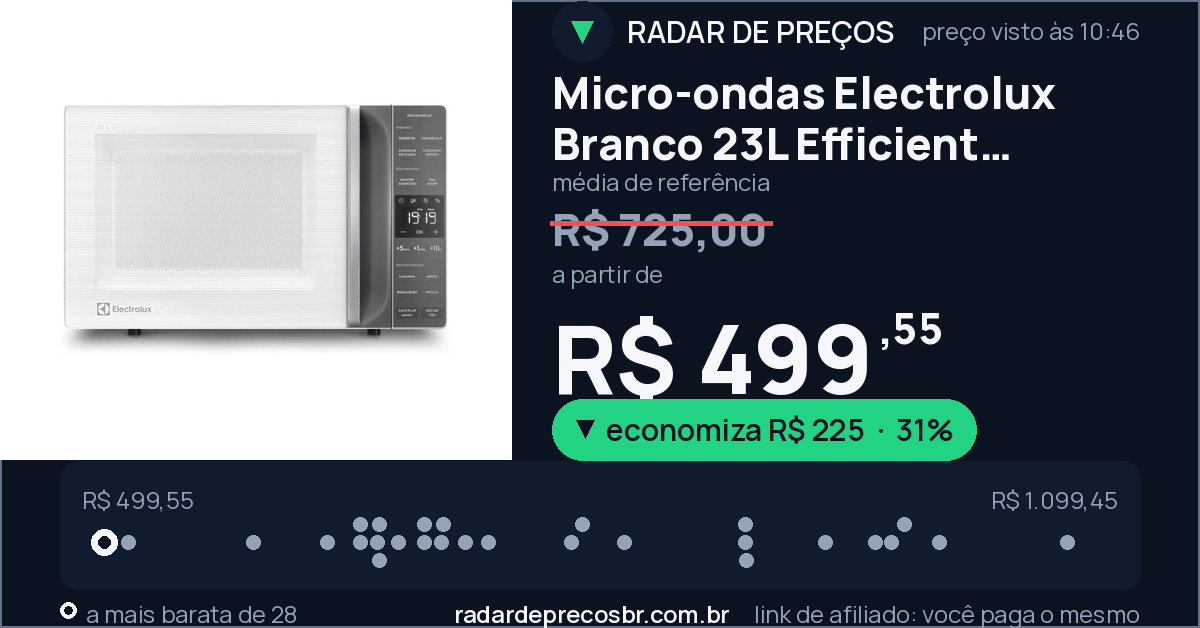 Micro-ondas Electrolux Branco 23L Efficient ME23B