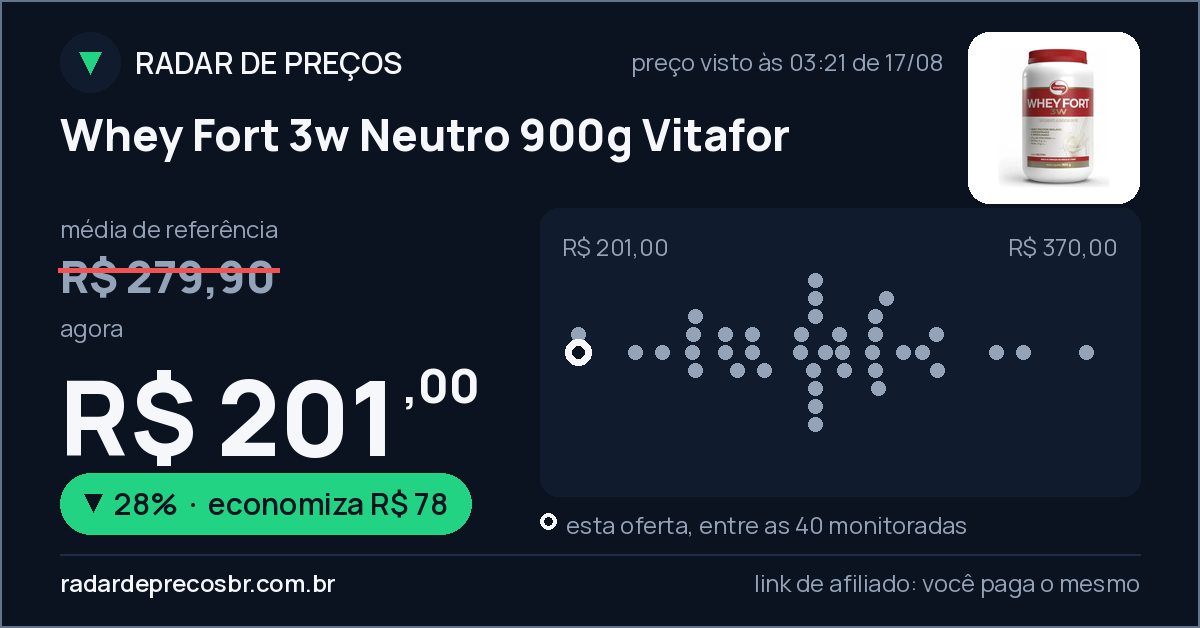 Whey Fort 3w Neutro 900g Vitafor