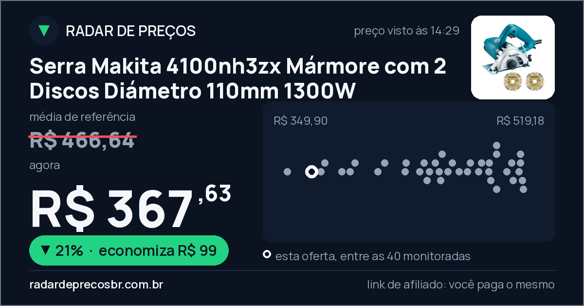 Serra Makita 4100nh3zx Mármore com 2 Discos Diámetro 110mm 1300W
