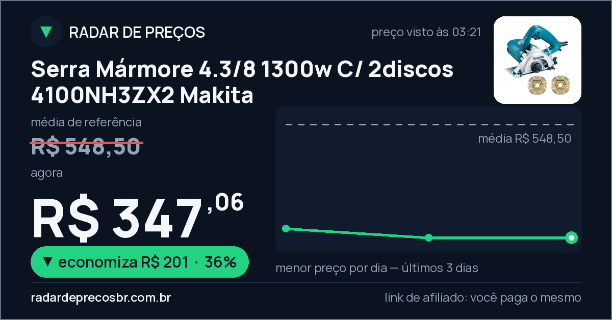 Serra Mármore 4.3/8 1300w C/ 2discos 4100NH3ZX2 Makita