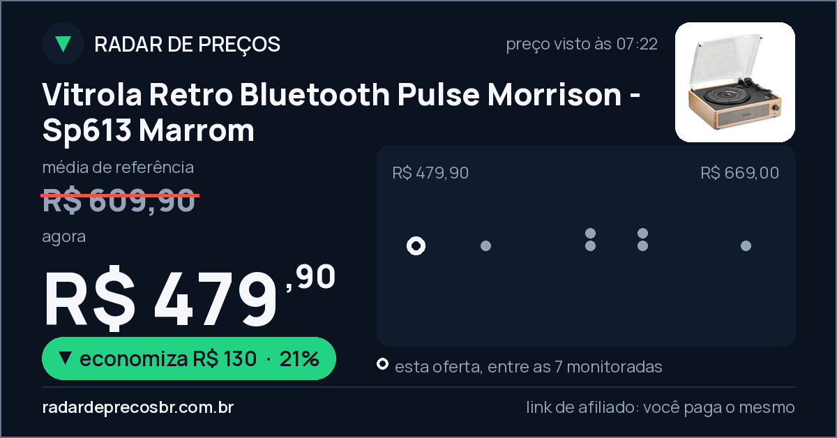 Vitrola Retro Bluetooth Pulse Morrison - Sp613 Marrom
