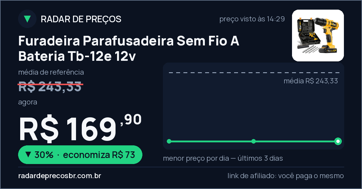 Furadeira Parafusadeira Sem Fio A Bateria Tb-12e 12v
