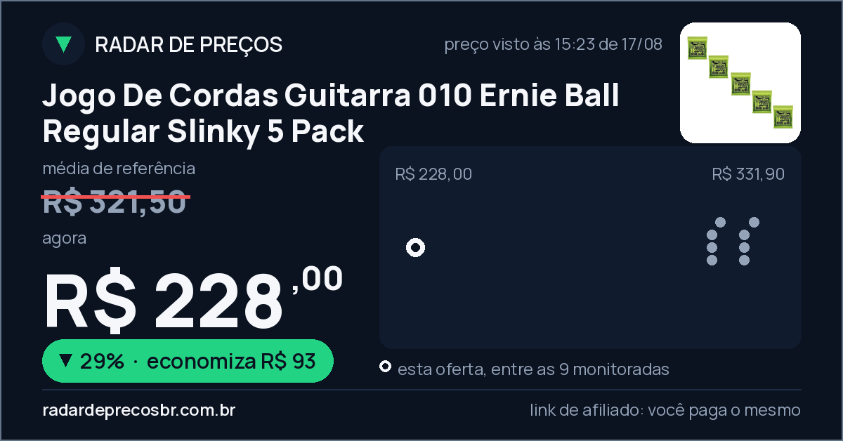 Jogo De Cordas Guitarra 010 Ernie Ball Regular Slinky 5 Pack