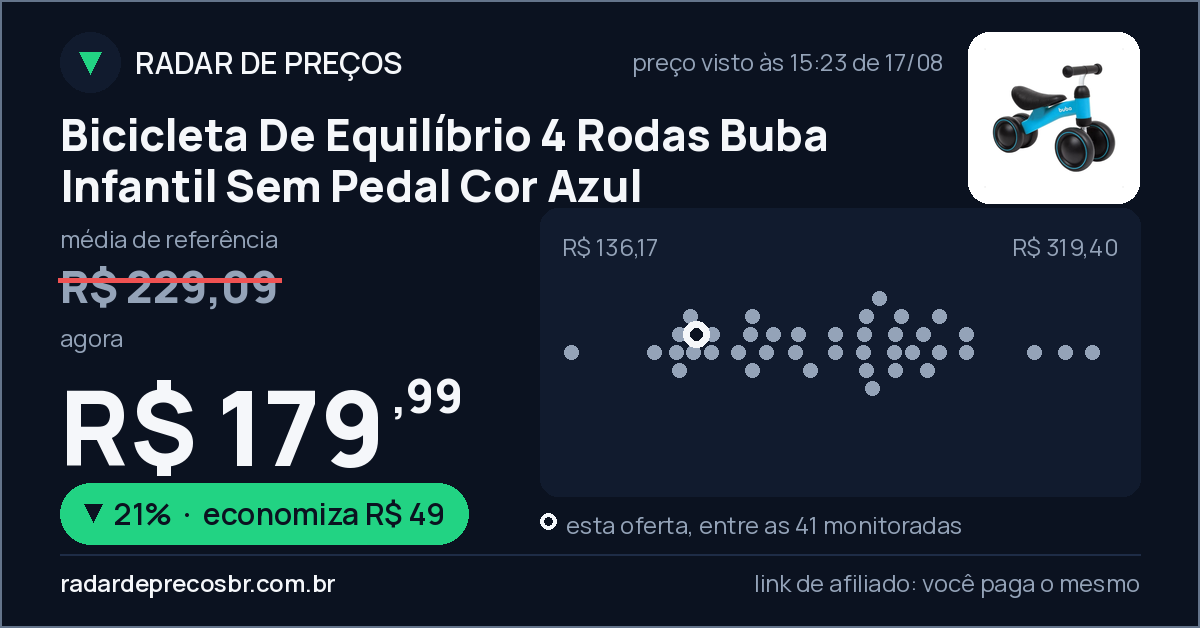 Bicicleta De Equilíbrio 4 Rodas Buba Infantil Sem Pedal Cor Azul