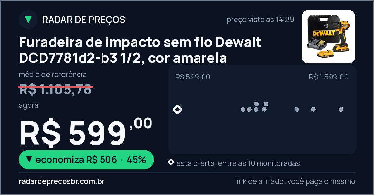 Furadeira de impacto sem fio Dewalt DCD7781d2-b3 1/2, cor amarela