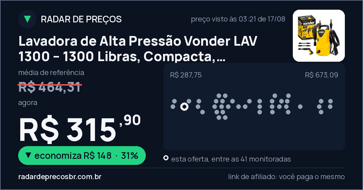 Lavadora de Alta Pressão Vonder LAV 1300 – 1300 Libras, Compacta, Potente, Ideal para Carros, Quintais e Limpezas Pesadas