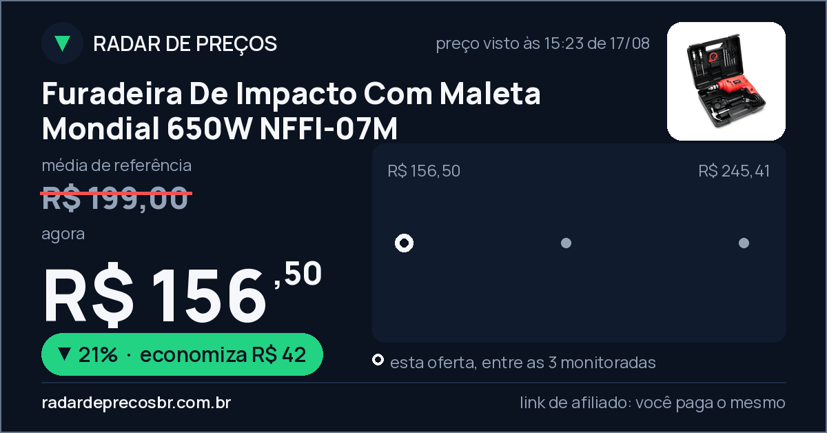 Furadeira De Impacto Com Maleta Mondial 650W NFFI-07M