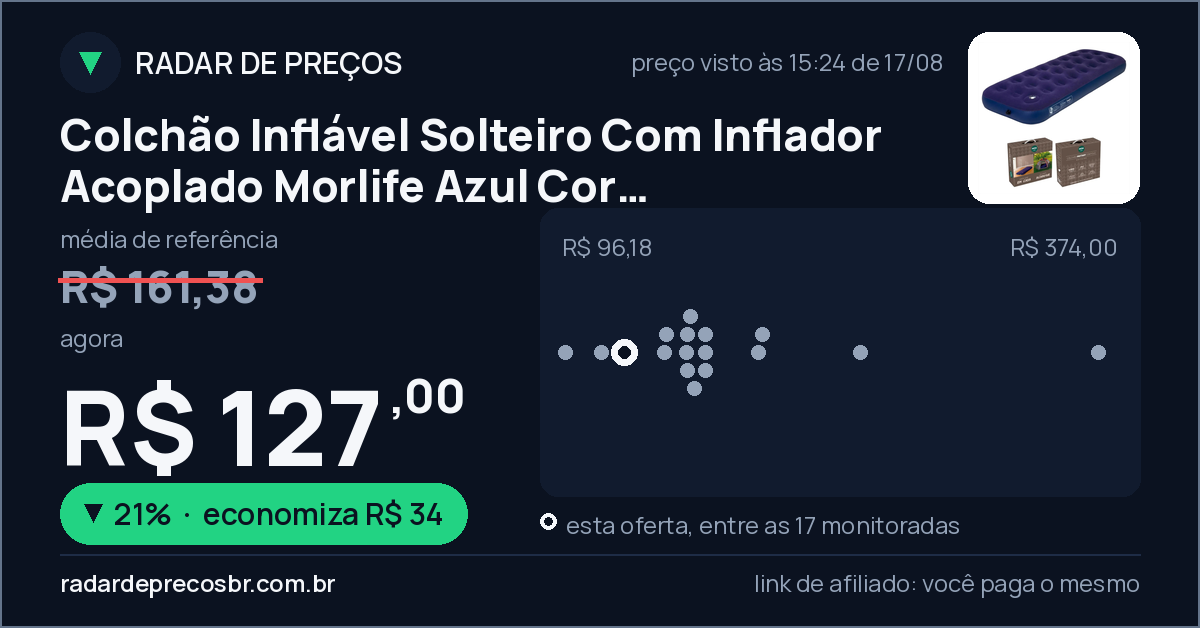 Colchão Inflável Solteiro Com Inflador Acoplado Morlife Azul Cor Azul-marinho