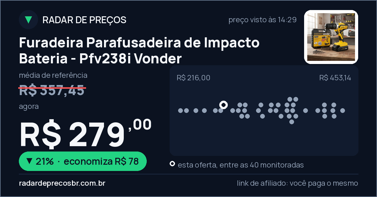 Furadeira Parafusadeira de Impacto Bateria - Pfv238i Vonder