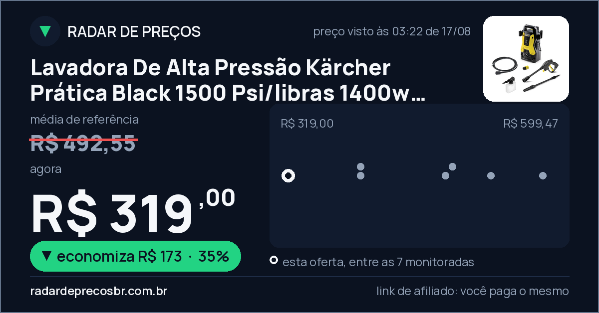 Lavadora De Alta Pressão Kärcher Prática Black 1500 Psi/libras 1400w 300l/h Com Aplicador De Detergente E Lança Regulável 127v
