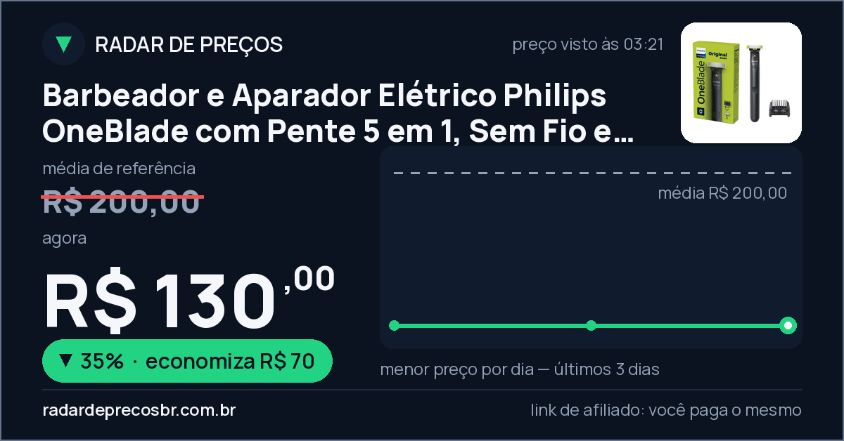 Barbeador e Aparador Elétrico Philips OneBlade com Pente 5 em 1, Sem Fio e À Prova D'Água - QP1425/10