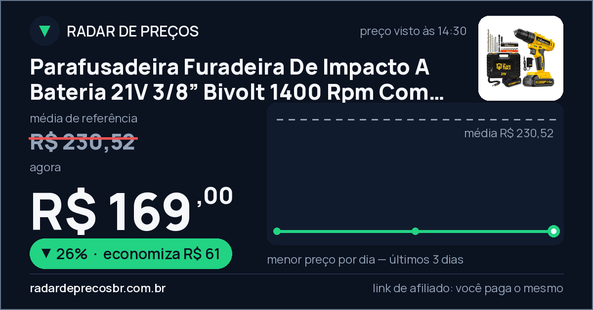 Parafusadeira Furadeira De Impacto A Bateria 21V 3/8” Bivolt 1400 Rpm Com Acessórios E Maleta TB-21PZW The Black Tools