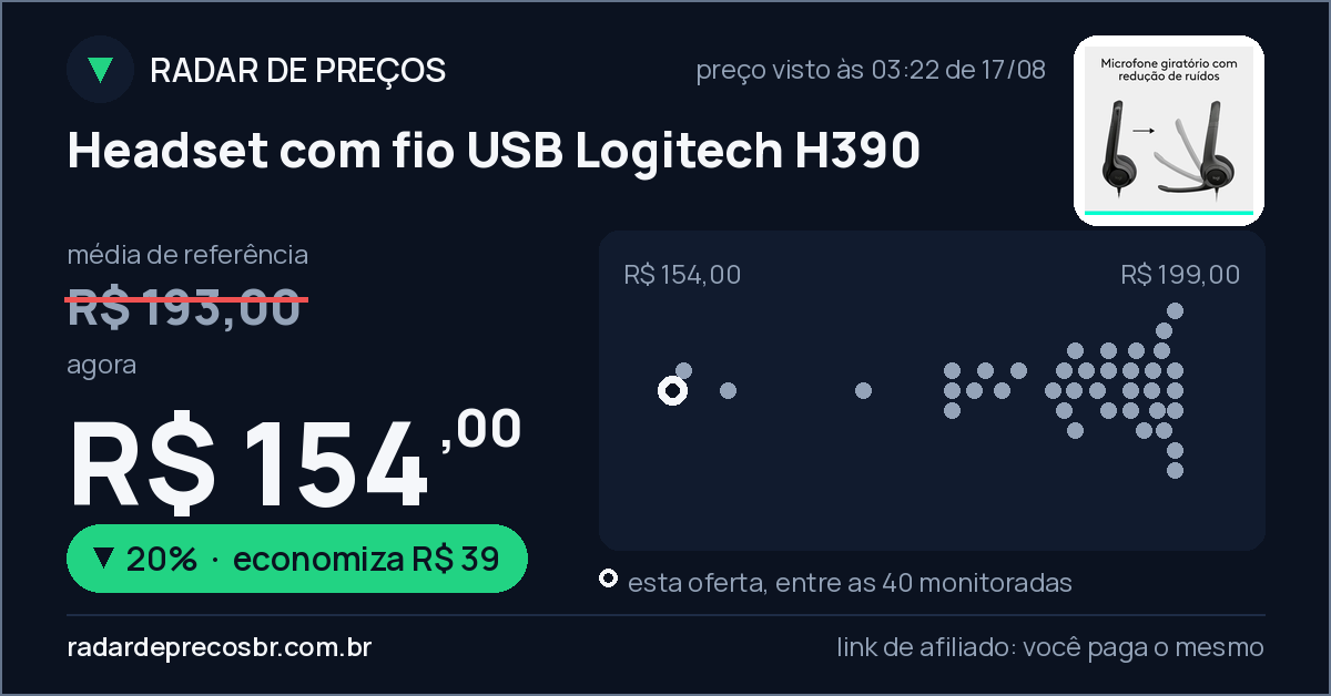 Headset com fio USB Logitech H390
