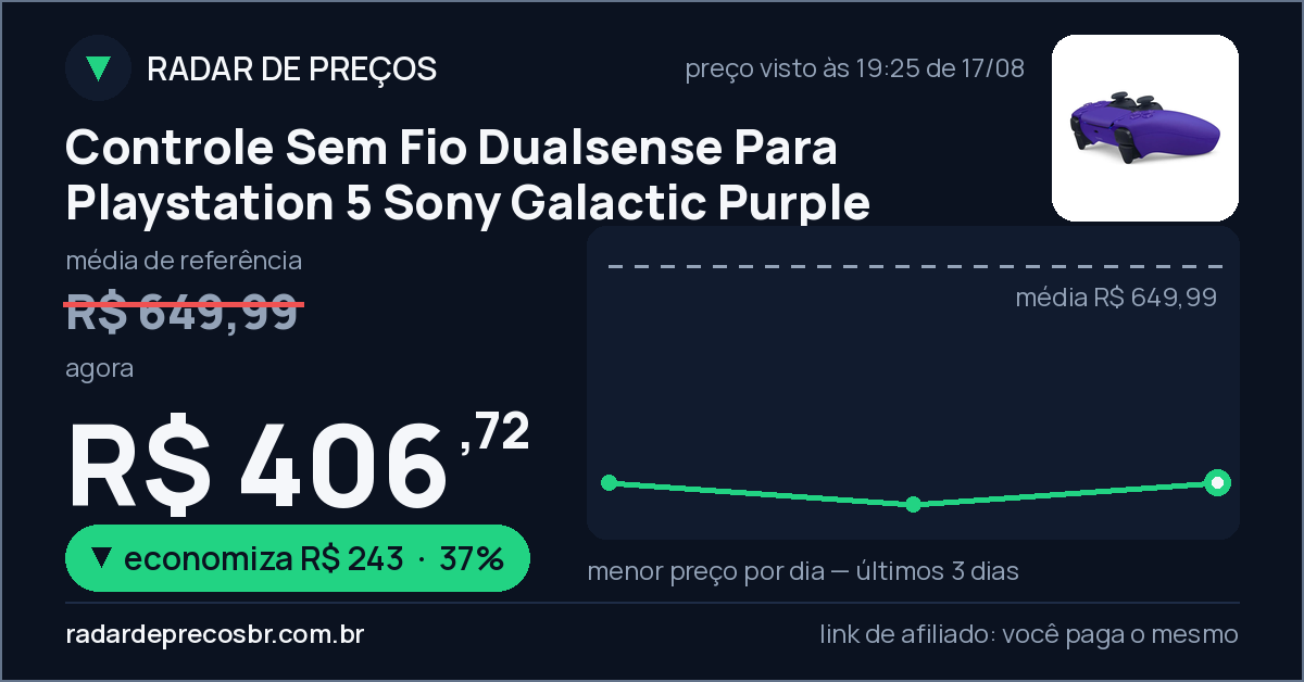 Controle Sem Fio Dualsense Para Playstation 5 Sony Galactic Purple
