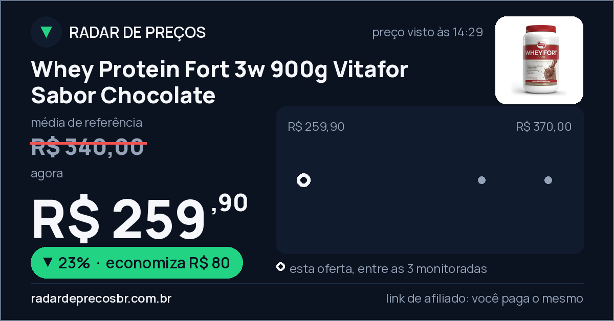 Whey Protein Fort 3w 900g Vitafor Sabor Chocolate