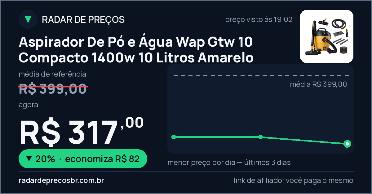 Aspirador De Pó e Água Wap Gtw 10 Compacto 1400w 10 Litros Amarelo