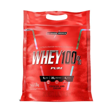 Whey 100% Pure Pouch Cookies 1,8kg Integralmedica - Energia e Força
