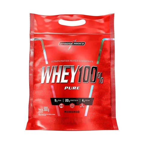 Whey 100% Pure Pouch 1,8kg Morango Integralmédica Morango