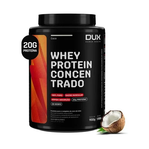 DUX HUMAN HEALTH Whey Protein Concentrado Suplemento 900g Sabor Coco