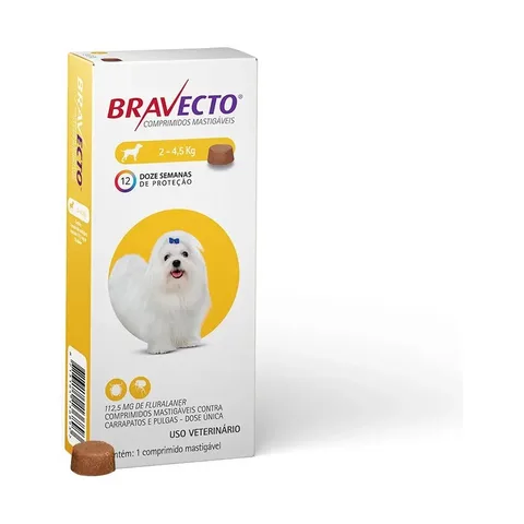 Bravecto Antipulgas E Carrapatos 2 A 4,5kg Msd Marrom-claro 12 semanas
