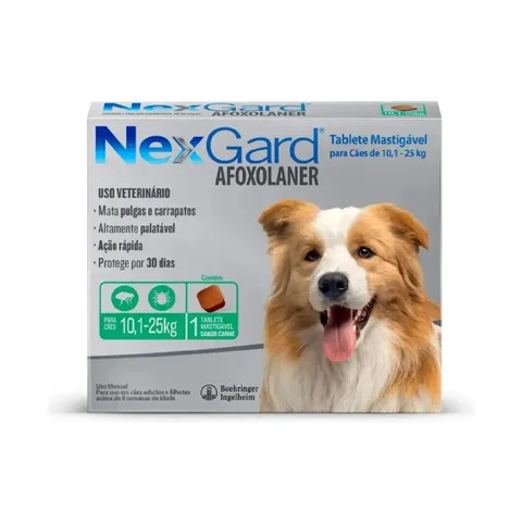 Boehringer Ingelheim NexGard TABLETE Antipulgas e Carrapatos Cão - 1 - 10 kg - 25 kg - 1 - Unidade - 1