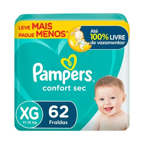 Fralda Pampers Confort Sec XG 62 unidades