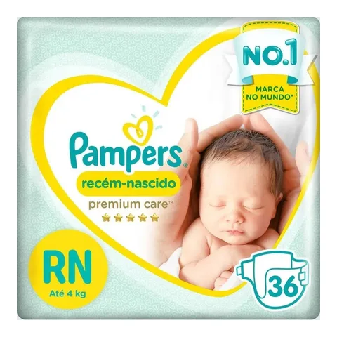 Fraldas Descartáveis Premium Care Recém-Nascido Com 36 Unidades Tamanho RN Pampers