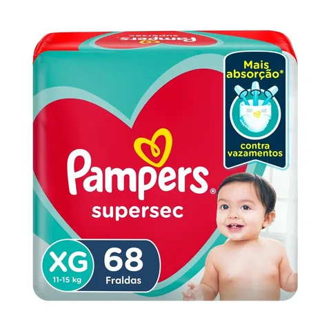 Fraldas Descartáveis Pampers Supersec Tamanho XG 68 Unidades