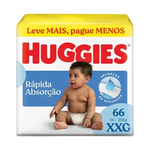 Fralda Huggies Rápida Absorção XXG 66 Unidades