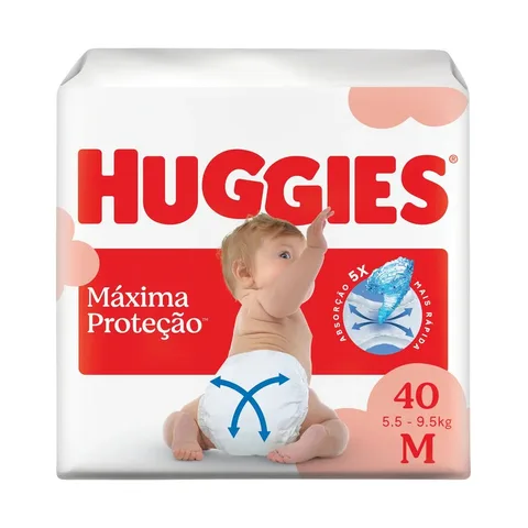 Huggies Fralda Descartável Máxima Proteção M - 40 Un