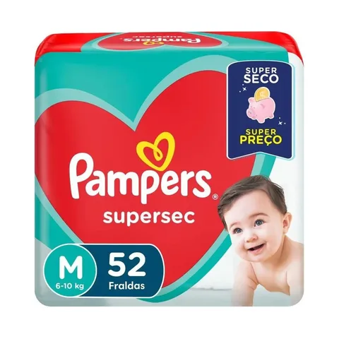 Fralda Pampers Supersec M 52 Unidades para bebes de 6 a 10kg