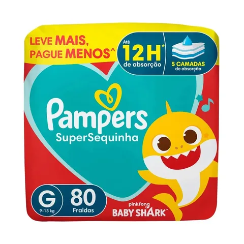 Fralda descartável Pampers Supersequinha, Tamanho G 80 Unidades