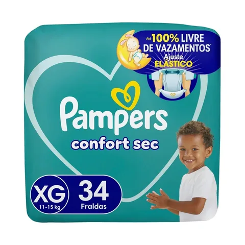 Fraldas Pampers Confort Sec XG x 34 unidades