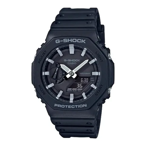 Relógio Casio G-shock Ga-2100-1adr Carbon Core Guard Cor da correia Preto Cor do bisel Preto/Cinza Cor do fundo Preto