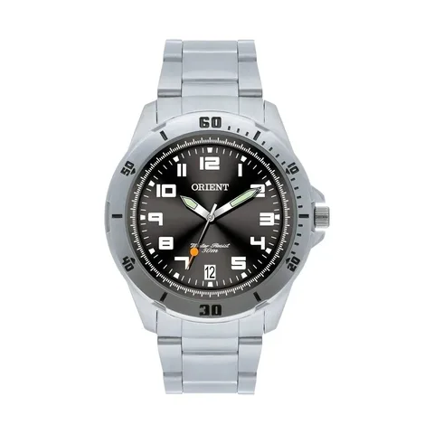 Relógio de pulso Orient MBSS1155A com correia de aço inoxidável cor prata - fundo preto