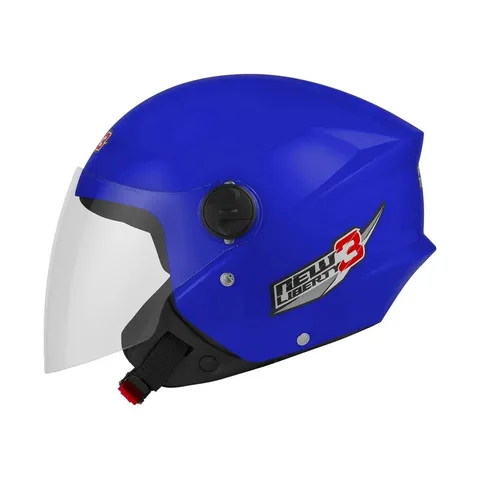Capacete Moto Aberto Pro Tork New Liberty Three Azul Tamanho 56 Desenho Solid Viseira Cristal