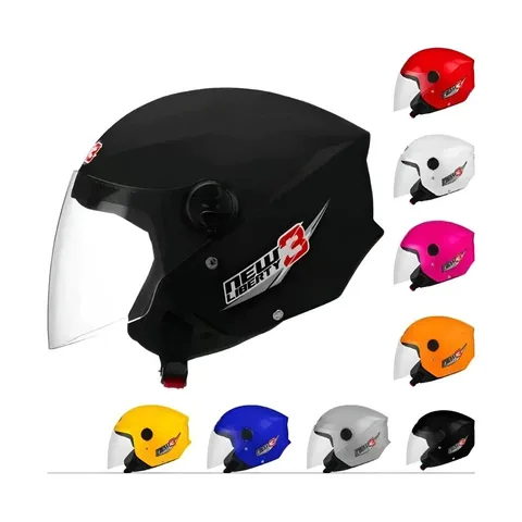 Capacete moto aberto pro tork new liberty three preto fosco tamanho 56 desenho solid viseira cristal