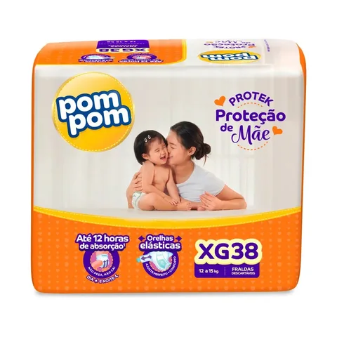Fralda Descartável Pom Pom Proteção de Mãe XG com 38 Unidades