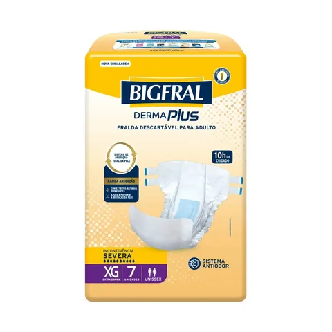 Fralda Geriátrica Bigfral Plus Tamanho XG Com 7 Tiras