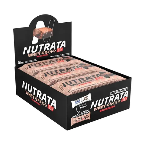 Barra Whey Grego 40g Display com 12 unidades Brigadeiro Nutrata